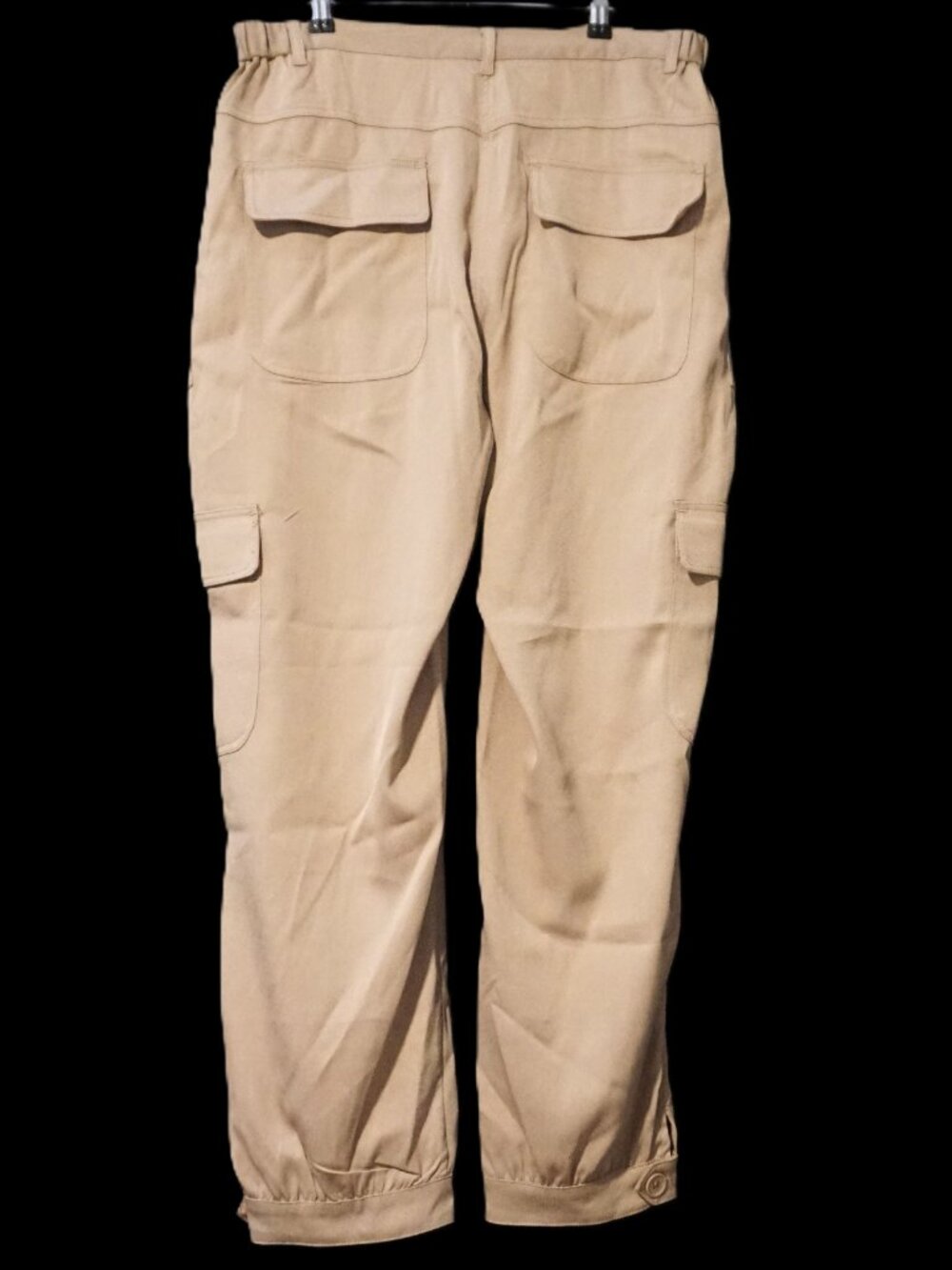 Max Studio Khaki Cargo Jogger Pants Button Cuffs Side Elastic Waist Women’s XL - Picture 6 of 7